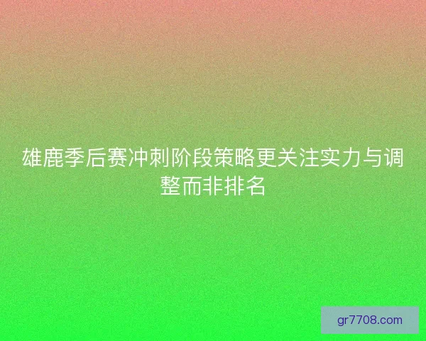 雄鹿季后赛冲刺阶段策略更关注实力与调整而非排名